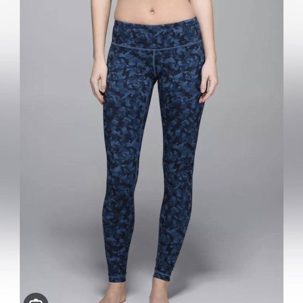 Lululemon Wunder Under Legging Mystic Jungle Blue Hawk Harbor Size 4